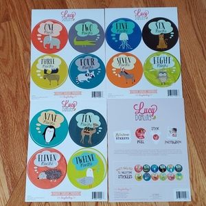 12 baby milestone stickers - animal theme